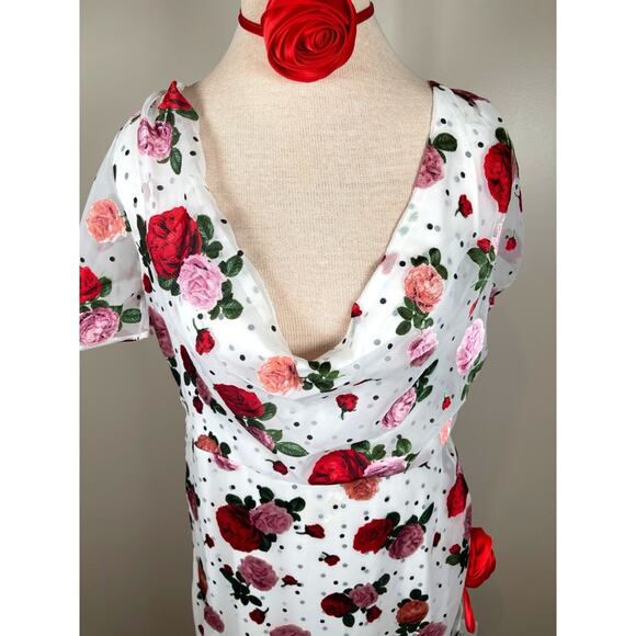 For Love & Lemons Maybelle Floral Polkadot Rosette White Maxi Dress Size L - Picture 5 of 10